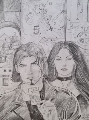 Grenson , Olivier - Illustration originale - Niklos Koda et Zia | Galerie des bulles