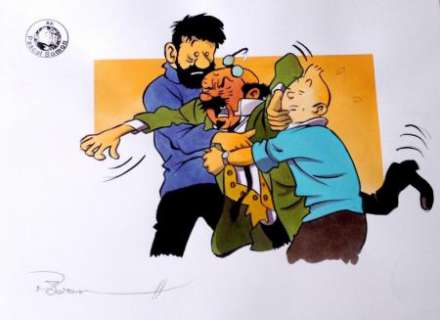 Somon | Tintin illustration originale couleurs Somon | JeanMichel.net