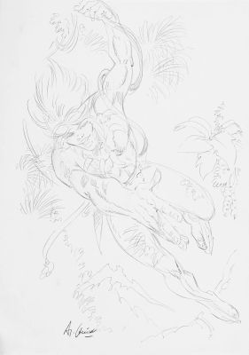 Cheret André Rahan Illustration... | Lot 4 - CHERET André Rahan Illustration représentant Rahan... | Neo Enchères