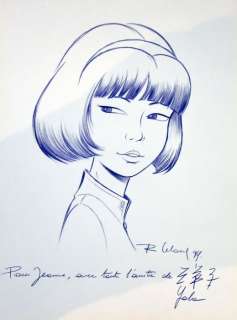 Yoko Tsuno, Leloup, Roger - Dédicace originale au crayon de couleur violet - Yoko Tsuno | Catawiki