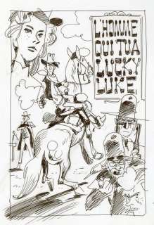 Bonhomme, Matthieu - Dessin original - Projet de couverture - L’homme qui tua Lucky Luke - (2016) | Catawiki