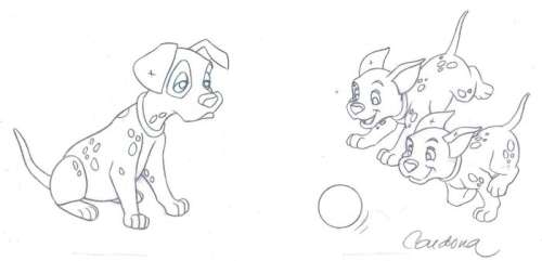 101 Dalmatians - Disney Studios - Original Drawing - Lucky, Patch & Penny - JM Cardona - Pencil Art - (1990) | Catawiki
