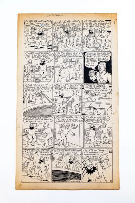 Dineur, Fernand (1904-1956) | Lot 16 : Tif et Tondu, L’Idole rouge, planche 18. Encre de Chine sur papier… | misc / divers