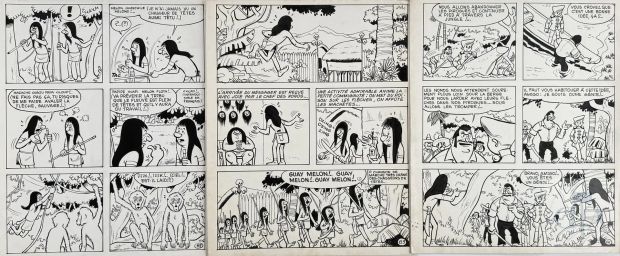 Hubinon / Goscinny / Les Aventures de Pistolin. Trio de Planches Originales (N°62-63-64) de La 1E L’histoire "Aventure Au Cirque" Publiée Dans La Revue Pistolin Et Le Magazine Top Vers 1955. Très Rare. Encre de Chine. Tbe. 27 X 32 Cm | Lot 466 : Hubinon / Goscinny / Les aventures de Pistolin. Trio de planches… | Dagoty