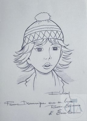 Leloup / Yoko Tsuno. Dessin Original Dédicacé Illustrant Un Portrait D’emilia Réalisé Au Crayon Mauve, Au dos D’une Page de Garde. Signé. Rare. Tbe+. Format A4 | Lot 510 : Leloup / Yoko Tsuno. Dessin original dédicacé illustrant un… | Dagoty