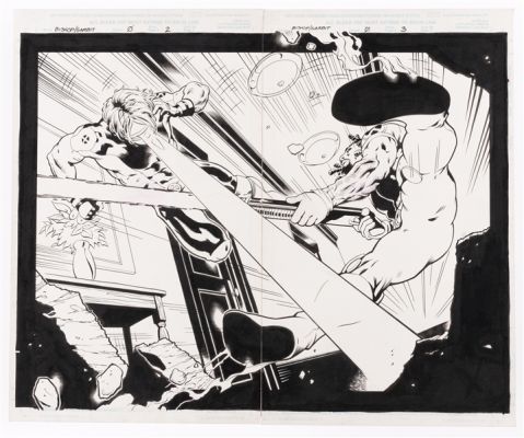 Lot 42 - BISHOP & GAMBIT #4 FEBRUARY 2001 DPS ORIGINAL ART BY CARY NORD.