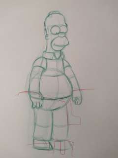 The Simpsons - Drawing of Homer Simpson - Unique - Certificated | Catawiki