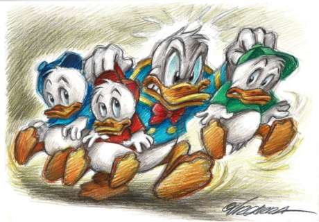 Donald Duck & Nephews - Original Drawing - Joan Vizcarra - Original Art | Catawiki