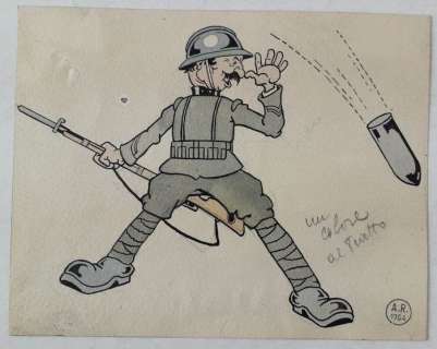 Antonio Rubino - Illustr. Origin. "Il Fante della Tradotta" - Loose page - First edition - (1918) | Catawiki