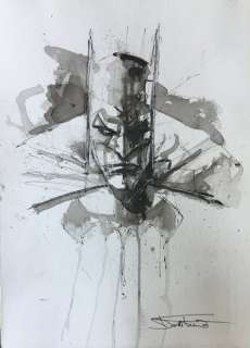 Davide FurnÃ² - BATMAN dimensioni 28 centimetri per 38 centimetri pennino e inchiostro diluito su cartoncino - Loose page - Unpublished illustration | Catawiki