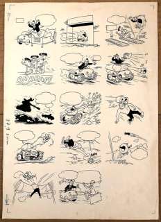 Bob de Moor - Grote originele pagina - Monsieur Tric / Meester Mus - Indian ink on thick paper - (1955/1956) | Catawiki