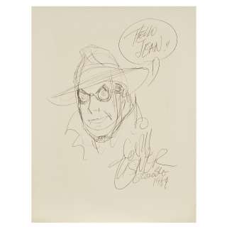 EISNER Will (1917 - 2005) Dédicace originale représentant le Spirit Représente le " Spirit " personnage créé en 1940. | Tajan