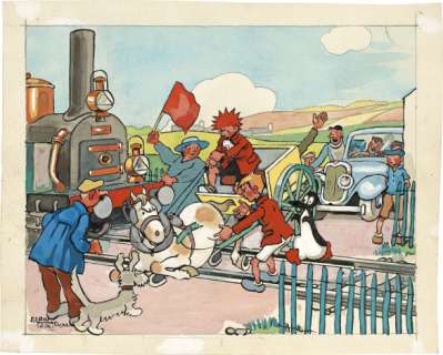 Alain Saint-Ogan - Zig et Puce au passage Ã  niveau