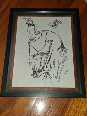 Todd McFarlane Original Art Venom Portrait 9×12 Creator Of Venom Stan Lee Signed