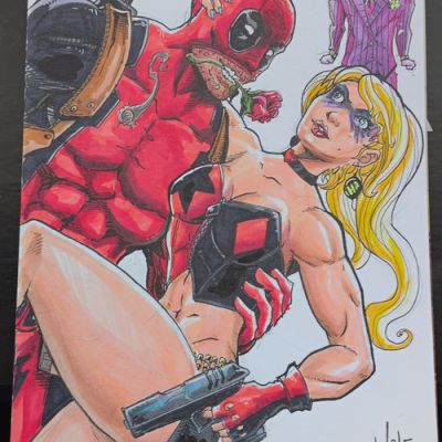 Deadpool ORIGINAL ART Sketch Cover 1/1 Harley Quinn Joker Hand Drawn Colored #1 | eBay US (Buy It Now)