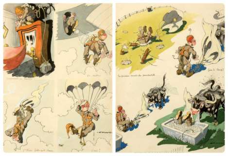 Calvo | L’armée française au combat Encre de Chine, aquarelle et gouache | Millon