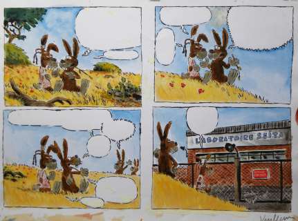 Philippe Vuillemin - Les Sales Blagues – » Laboratoire S.E.I.T.A. « – Planches originales couleurs & original N & B