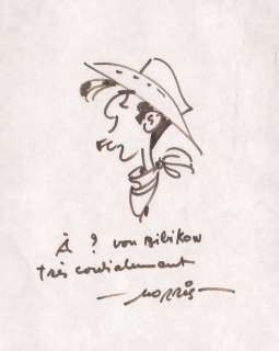 Morris | Lucky Luke, illustration au feutre représentant l… | Banque Dessinée