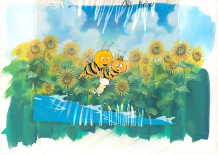 Maya the Bee (Die Biene Maja) - full scene: 2 cels and painted background - First edition - (1975/1980) | Catawiki
