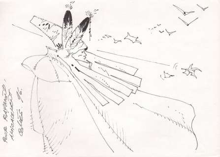 Comès | Illustration représentant un indien, signée + | Banque Dessinée