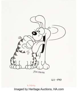 Davis, Jim | Jim Davis - Garfield and Odie Illustration Original Art (c.1980s).... | Heritage