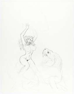 Root, Budd | Budd Root - Nude Cavewoman Preliminary Original Art (undated).... | Heritage