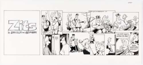 Jerry Scott and Jim Borgman Zits Sunday Comic Strip Original Art dated 2-15-98 (King Features Syndicate, 1998). | Heritage