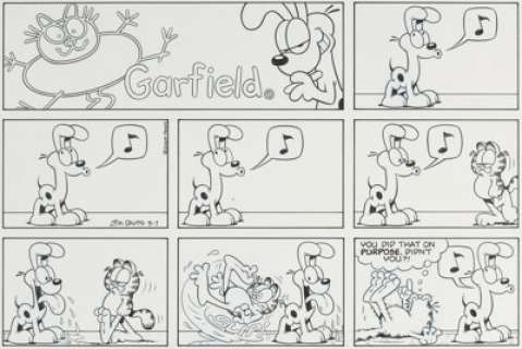 Jim Davis Garfield Sunday Comic Strip Original Art dated 3-7-04 (PAWS, 2004). | Heritage