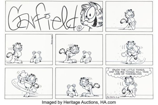 Jim Davis Garfield Sunday Comic Strip Original Art dated 3-18-01 (PAWS, 2001). | Heritage
