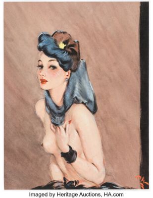 David Wright Eyes Left! Pin-Up Painting Original Art (c. 1943). | Heritage