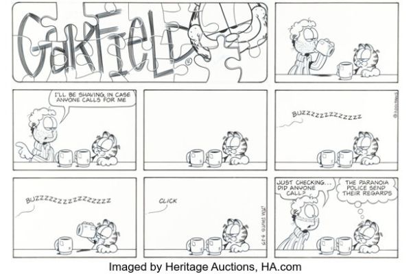 Jim Davis Garfield Sunday Comic Strip Original Art dated 3-25-01 (PAWS, 2001). | Heritage