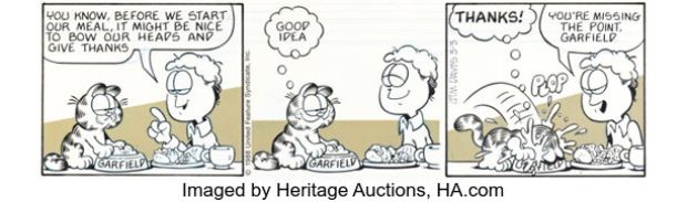 Jim Davis Garfield Daily Comic Strip Original Art dated 3-3-88 (United Feature Syndicate, 1988). | Heritage