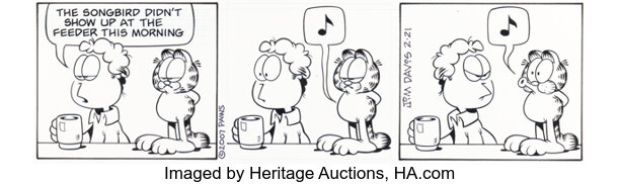 Jim Davis Garfield Daily Comic Strip Original Art dated 2-21-07 (PAWS, 2007). | Heritage