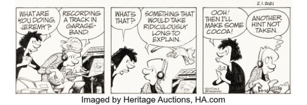 Jerry Scott and Jim Borgman Zits [Garage Band] Daily Comic Strip Original Art dated 2-1-21 (King Features Syndicate, 2021). | Heritage