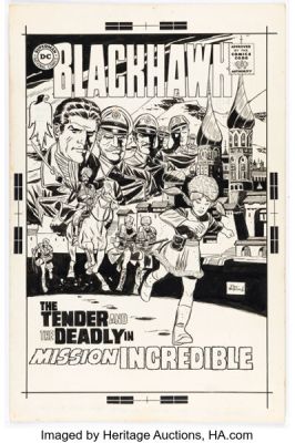 Pat Boyette Blackhawk #243 Unused Cover Original Art (DC, 1968). | Heritage