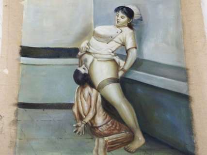 Femdom Art XxX - "Facesitting" Pittura ad Olio Originale su Tela - Loose page | Catawiki