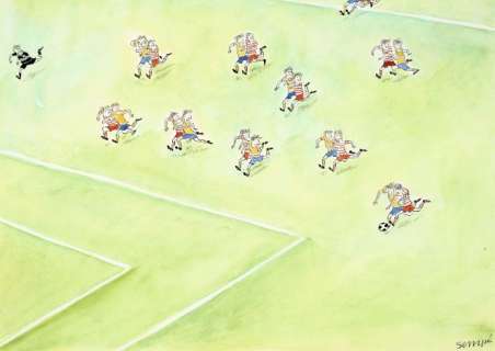 Jean-Jacques Sempé Né En 1932 Droit Au But Encre de Chine Et Aquarelle Sur Papier Pour Un Dessin Publié En 1968 Dans Le Magaz... | Droit au but | Artcurial