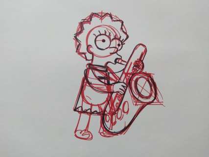 The Simpsons - Original drawing of Lisa Simpson - Unique | Catawiki