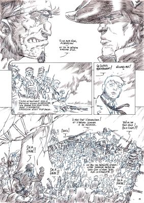 Gilles Cazaux | « L’oubliée du radeau de la Méduse »- Planche originale – Page 25 | Zic et Bul