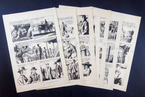 Collana Rodeo n.40 - Sergio Tarquinio - 7x Tavole Originali "Storia del West: La Lunga Cavalcata" - Firmate - Loose page - (1970) | Catawiki