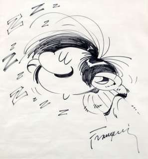 Franquin | Gaston, illustration grand format au feutre noir r… | Banque Dessinée