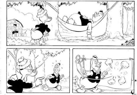 Bas Heymans - Originele pagina - "Oma Duck en Gijs Gans" - Unique copy | Catawiki