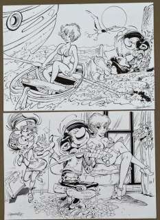 Cirovic, Slavisa 2x Dessin original - Hommages Ã  Franquin et Walthéry | Catawiki