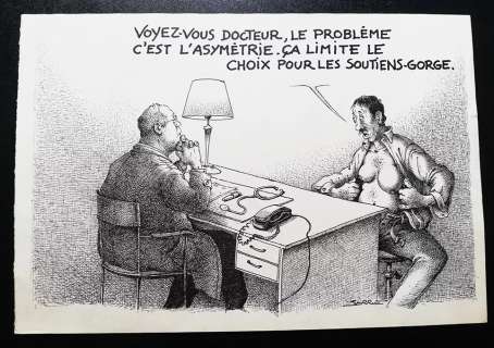 Claude Serre | Lot 86 « asymétrie » planche Originale Rare signée (taille 32 x 22 cm) publiée album « Médecine tome 3 » dico des maux | Serre