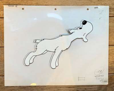 Tintin - Le Trésor de Rackham le Rouge - celluloïd original + crayonné - Milou - (1963) | Catawiki