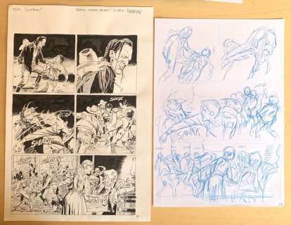 Bruno Brindisi | Tex #24 - B. Brindisi - "I razziatori del Nueces" tavola originale + preliminare a matita - Page volante - (2020) | Catawiki