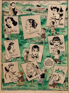 Alex Raymond, Irv Novick, Milton Caniff - national cartoonists society 9 artist jam page illustration (alex raymond, milton caniff, ernie bushmiller, novick, & others) 1950s