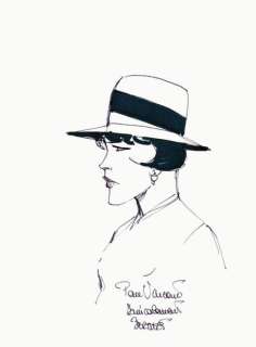 Berthet Philippe | Femme au chapeau Dédicace sur feuille libre au feutre... | Vermot et Associés