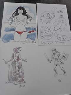 Mitton, Verhaegen, Linthout (Urbanus) En Rouffa | Mitton, Marc Verhaegen, Willy Linthout (Urbanus) en Marcel Rouffa - 4 Originele tekeningen - Formaat (4x): 29,7 x 42 cm. - Gesigneerd | Catawiki