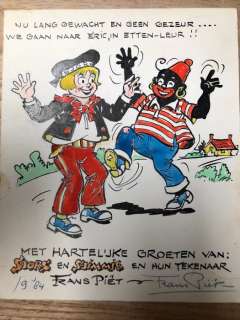 Frans Piët - Gesigneerd | Frans Piët - gesigneerd Originele tekening in kleur - Sjors en Sjimmie - (1984) | Catawiki